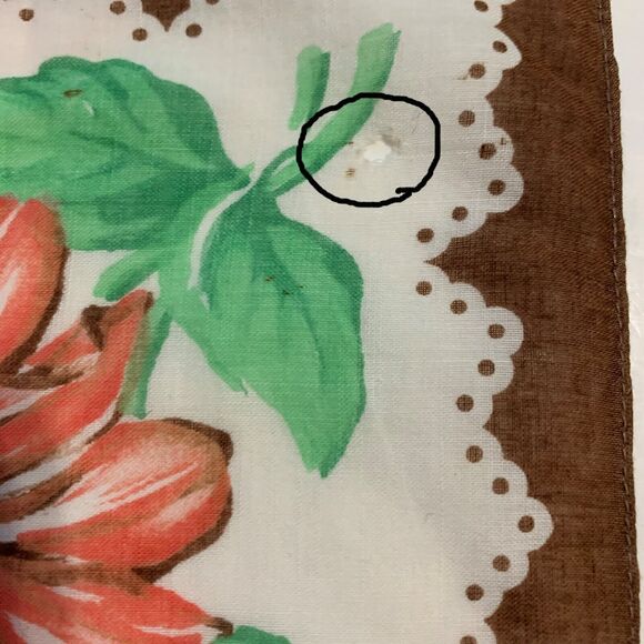 Pink Orange Large Floral Handkerchief Cottage Core Granny Vintage READ - Picture 3 of 4